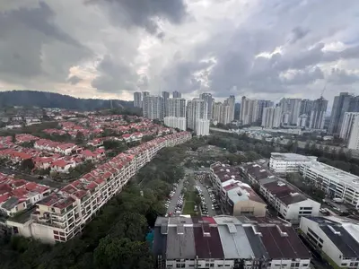 an aerial view of a city with tall buildings at Societe Hartamas Kuala Lumpur in Kuala Lumpur