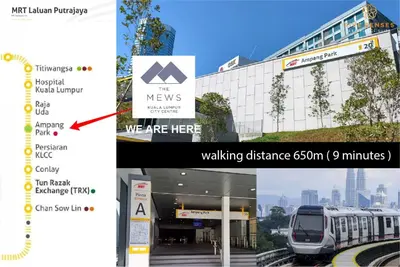 a collage of photos with a train in front of a building at The Mews KLCC, Five Senses in Kuala Lumpur