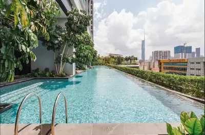 a swimming pool on the roof of a building at New Luxury 2bed 2bath apartment in Kuala Lumpur