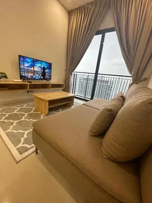 a bedroom with a bed and a large window at Muji Feel Sunway Velocity 2 Link to Mall 2Br in Kuala Lumpur