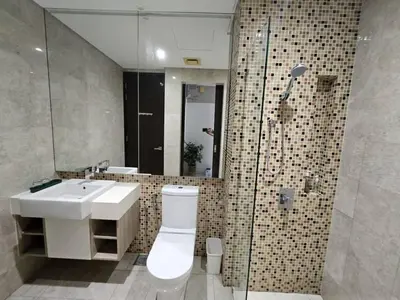 a bathroom with a toilet and a sink and a shower at Nyiur Premier Residence Ampang Near KLCC Kuala Lumpur in Kuala Lumpur