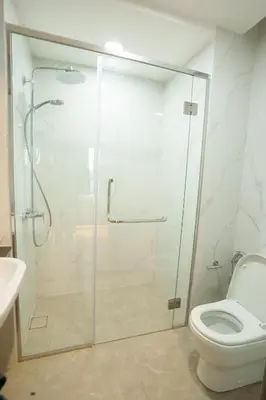 a bathroom with a shower and a toilet at KidsCastle Bukit Bintang Slide Family Friendly in Kuala Lumpur