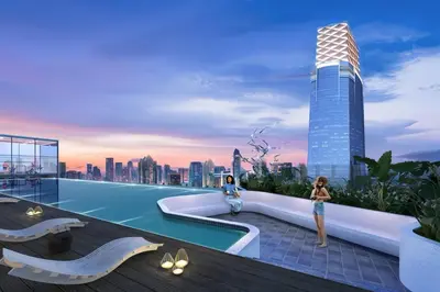 a rendering of a building with a swimming pool at Core Residence at TRX by LL in Kuala Lumpur