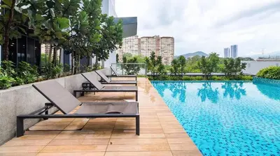 a pool on the roof of a building at Mini studio Neu suites KLCC in Kuala Lumpur