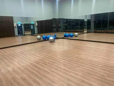 a bowling alley with blue balls on the lanes at Private Room Queen Size KLCC in Kuala Lumpur