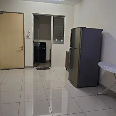 a kitchen with a stainless steel refrigerator in a room at One Bedroom Apartment at Kuala Lumpur in Kuala Lumpur