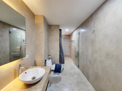 a bathroom with a sink and a shower and a toilet at Bukit Bintang Fairlane Residence Kuala Lumpur #1510 in Kuala Lumpur