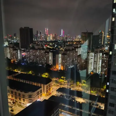 a view of a city skyline at night at 2 Rooms Apartment at Kuala Lumpur in Kuala Lumpur