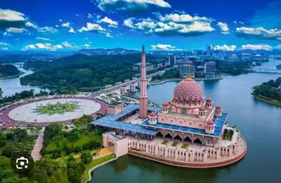 an aerial view of a building on the water at SS Grey inn Bukit Bintang in Kuala Lumpur