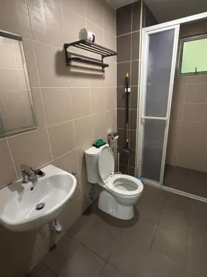 a bathroom with a toilet and a sink at Razak Residence KL Area Cozy & Simple RC B2 18 in Kuala Lumpur
