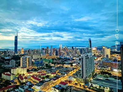 a view of a large city at night at Studio KL Trion for 2-3 pax KL TRX Velocity in Kuala Lumpur