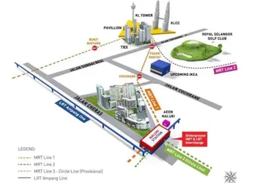 a map of the city of singapore at 2Room 8pax Link to Velocity Mall MRT KL in Kuala Lumpur