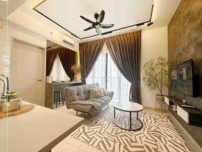 a living room with a couch and a table at Luxury Homestay KL Center 6-8pax TRX-Velocity-Ikea in Kuala Lumpur
