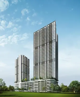 a rendering of a tall building with two towers at Vista Residence Sentul in Kuala Lumpur