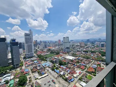 an aerial view of a city with tall buildings at Summer Suites Klcc 2BR Apartments by ATIQ in Kuala Lumpur