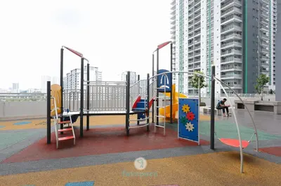 a playground on the roof of a building at Instaworthy 2B2B - 6 pax - F&B & Mart - Chan Sow Lin in Kuala Lumpur