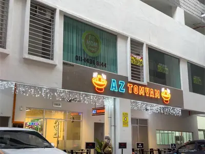 a store front with a sign for aza townagency at Instaworthy 2B2B - 6 pax - F&B & Mart - Chan Sow Lin in Kuala Lumpur