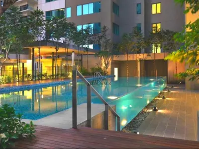 a large swimming pool in front of a building at Summer Hotel and Condo Suites Nearby KLCC Area in Kuala Lumpur