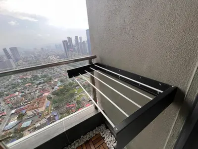 a balcony with a view of a city at Legasi Kg Bharu with KLCC view near LRT Station in Kuala Lumpur