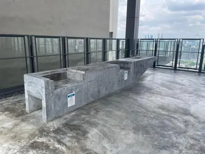 a concrete bench on the top of a building at Cozy kenwingston platz kl 2-5pax 2BR&2BR Klcc view free paikin wifi1907 in Kuala Lumpur