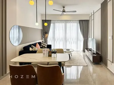 a living room with a table and a couch at 2BR2B Hozem KL2708 Apartment Bukit Bintang in Kuala Lumpur
