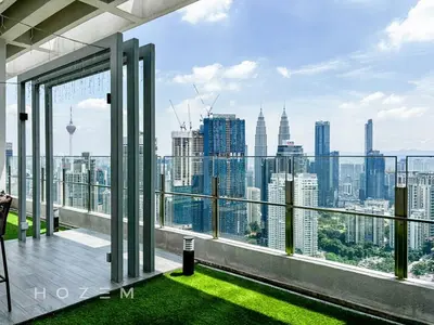 a balcony with a view of the city at 2BR2B Hozem KL1713 Apartment Bukit Bintang in Kuala Lumpur