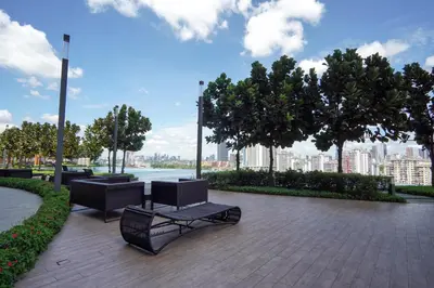 a park with benches and a view of a city at Kuala Lumpur M Vertica Residence I Big Family Homestay \u5927\u5bb6\u5ead\u9002\u4f4f I Walking distance to MRT I \u9a6c\u4e2d\u82f1\u6587\u670d\u52a1 I Malay English Chinese in Kuala Lumpur