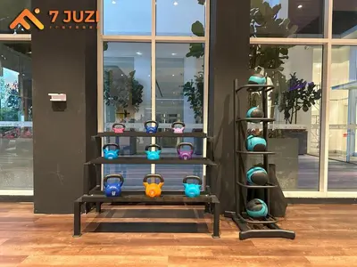 a shelf with glasses on it in front of a store at Quill Residence 1R1B with Netflix 23F&Massive Pool in Kuala Lumpur