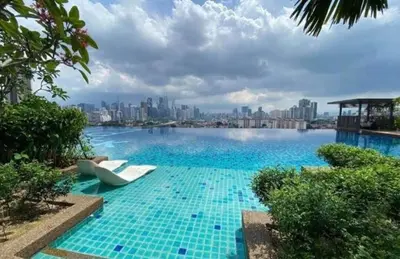 a swimming pool with a view of the city at #KLCC#LRT#Datum#Jelatek#Shopping #Internet 4G-5G in Kampong Datok Keramat