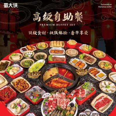 a table filled with different types of food at Cosy studio with King size bed \u9752\u65c5\u4e00\u65cf in Kuala Lumpur