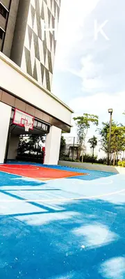 a building with a colorful floor in front of a building at Trion1 in Kuala Lumpur