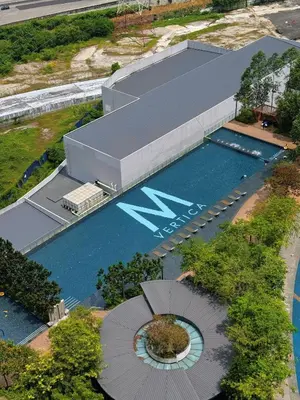 an overhead view of a building with a swimming pool at M Vertica KL Cheras Velocity KLCC View in Kuala Lumpur