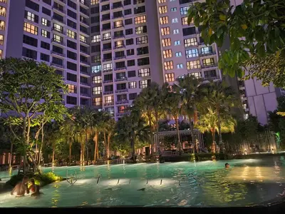 a large swimming pool in front of tall buildings at Bukit Bintang Agile Residence TRX in Kuala Lumpur
