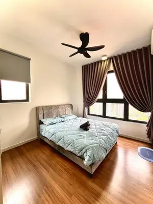 a bedroom with a bed and a ceiling fan at Kuala Lumpur, Sunway Velocity, M Vertica, 8-10Pax in Kuala Lumpur