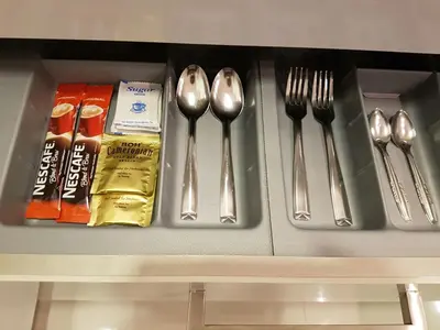 a drawer with forks and spoons and utensils at Summer Suites Studios in Kuala Lumpur