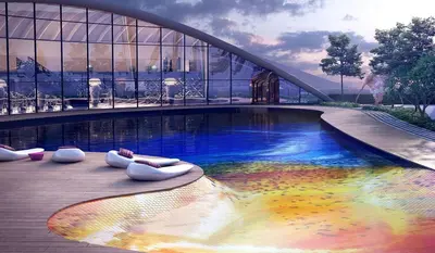 a rendering of a swimming pool in a building at RuangWaktu at Arte Mont Kiara in Kuala Lumpur