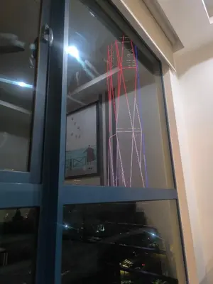a glass window with red lights in it at 013A2 Casa Residency- Sweet Home 2R 2B in Kuala Lumpur