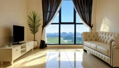 a living room with a couch and a television at Trion KL Star Suites in Kuala Lumpur