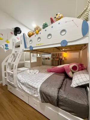 a white bunk bed with a boat on top of it at M Vertica w Infinity Pool Mrt TRX Sunway Velocity in Kuala Lumpur