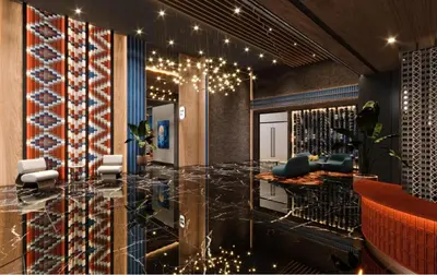 a room with a bar with a bunch of wine bottles at Majestic Residence KLCC in Kuala Lumpur