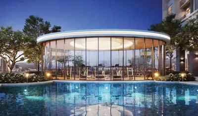 a large building with a pool in front of a building at Couple studio A21 09 Netflix Trion KL in Kuala Lumpur