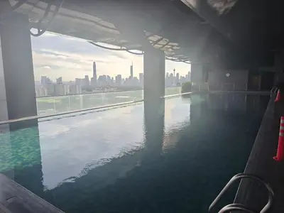 a swimming pool with a view of the city at M city jalan ampang 5mins to klcc water filter walk to shoplot in Kuala Lumpur