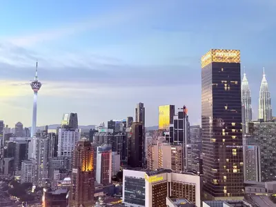 a view of a city skyline with skyscrapers at LUXURY AXON SUITES KLCC PAVILION At BUKIT BINTANG in Kuala Lumpur