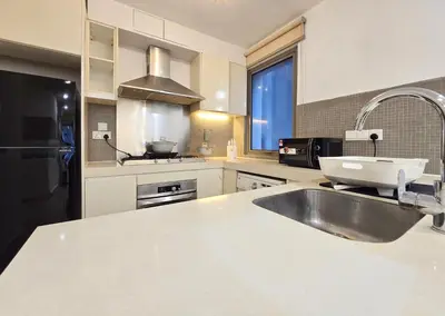 a kitchen with a sink and a counter top at Bintang Fairlane Bukit Bintang #121 near Pavilion KLCC Kuala Lumpur in Kuala Lumpur