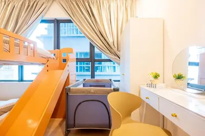 a kids room with a bunk bed and a sink at Blossom Playground with kids friendly home Arte Plus in Kuala Lumpur
