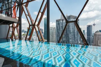 a swimming pool on the top of a building at Blueground Kuala Lumpur rooftop pool nr KLCC KUL-6 in Kuala Lumpur