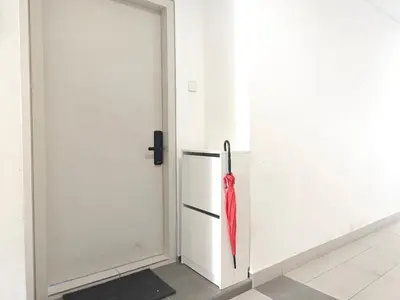 an open door with a red umbrella in a room at 01 Kuala Lumpur KL Mid Valley The Garden 9Seputeh Vivo Soho 2PAX in Kuala Lumpur