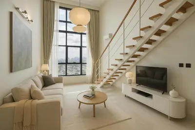 a living room with a couch and a tv at Novo Ampang by Dormeo Destinations - Near KLCC and TRX in Kuala Lumpur