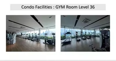two pictures of a gym with treadms and machines at The Colony By Infinitum P in Kuala Lumpur