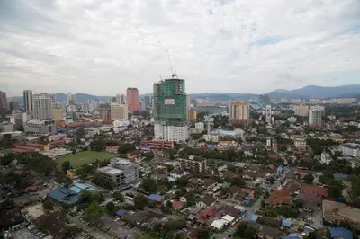 an aerial view of a city with a tall building at Mercu Summer Suites Bernice KLCC in Kuala Lumpur